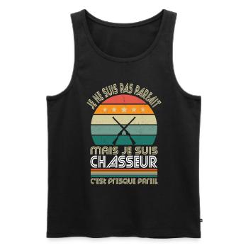 Pas parfait mais chasseur c'est presque pareil - Débardeur bio Premium Homme - noir - Devant - Michal (187cm)