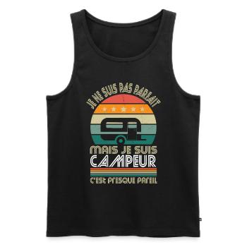 Je ne suis pas parfait mais je suis campeur - Débardeur bio Premium Homme - noir - Devant - AI Model Male 178 light (178cm)