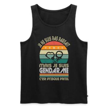 Je ne suis pas parfait mais je suis gendarme - Débardeur bio Premium Homme - noir - Devant - AI Model Male 178 light (178cm)
