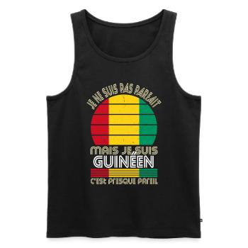 Je ne suis pas parfait mais je suis Guinéen - Débardeur bio Premium Homme - noir - Devant - AI Model Male 178 light (178cm)