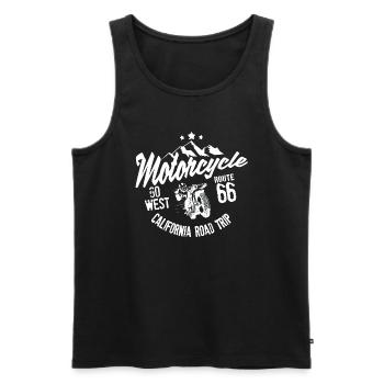 Motorcycle road trip California - Men's Premium Organic Tank Top - black - Front - AI Model Male 178 light (178cm)