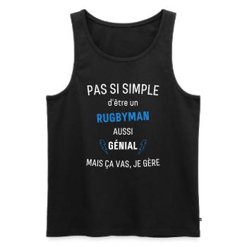 Rugbyman Génial - Débardeur bio Premium Homme - noir - Devant - Michal (187cm)
