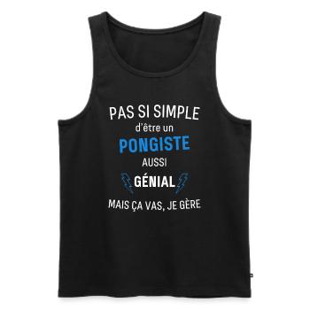 T-shirt Pongiste Génial - Débardeur bio Premium Homme - noir - Devant - Michal (187cm)