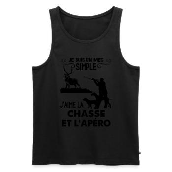 Chasse Qui Aime la Vie Et l'Apéro - Débardeur bio Premium Homme - noir - Devant - Michal (187cm)