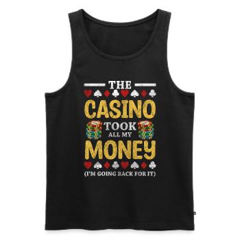 Joueur de carte de casino Hold’em Skat - Débardeur bio Premium Homme - noir - Devant - AI Model Male 178 light (178cm)