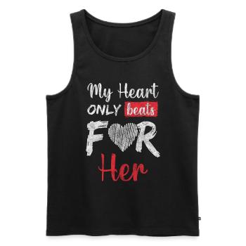Beziehung Paare Partner - Männer Premium Bio Tank Top - Schwarz - Vorne - Michal (187cm)