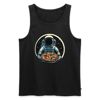 Astronaut with salami pizza space design - Men's Premium Organic Tank Top - black - Front - AI Model Male 178 light (178cm)