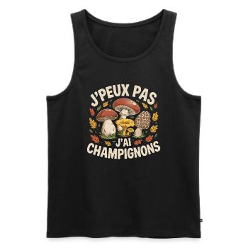 J'Peux Pas Champignons - Débardeur bio Premium Homme - noir - Devant - AI Model Male 178 light (178cm)