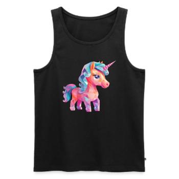 Unicorn Modern Polygon Design - Männer Premium Bio Tank Top - Schwarz - Vorne - AI Model Male 178 light (178cm)