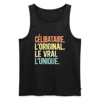 Célibataire L'Original Le Vrai L'Unique Homme - Débardeur bio Premium Homme - noir - Devant - Michal (187cm)