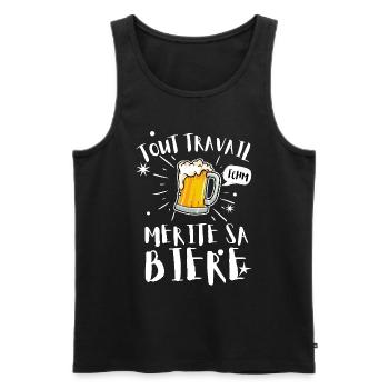 Jeder Job verdient sein Bier - Männer Premium Bio Tank Top - Schwarz - Vorne - Michal (187cm)