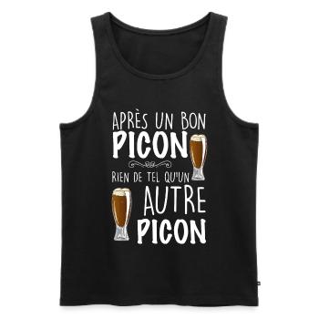 Apres un bon picon humour Bière Apéro - Débardeur bio Premium Homme - noir - Devant - Michal (187cm)