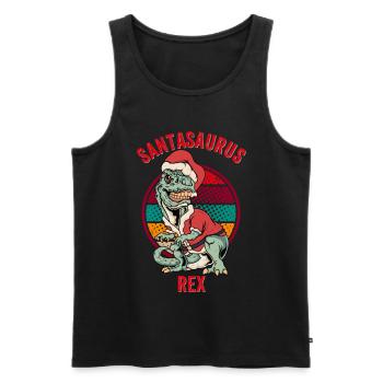 Noël T Rex Dinosaure santasaurus rex noël dino - Débardeur bio Premium Homme - noir - Devant - AI Model Male 178 light (178cm)