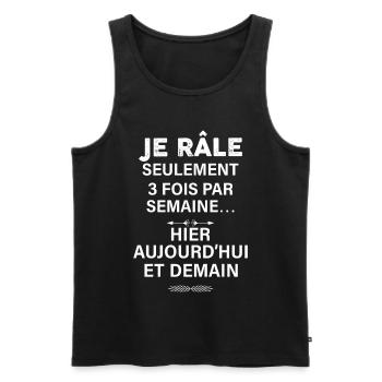 Humour râleur de tous les jours - Débardeur bio Premium Homme - noir - Devant - AI Model Male 178 light (178cm)