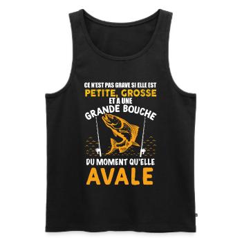 Pêcheur Humour Poisson Grande Bouche - Débardeur bio Premium Homme - noir - Devant - Michal (187cm)