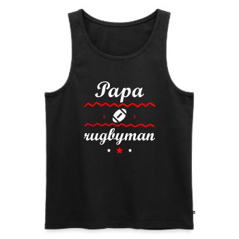 papa rugbyman, cadeau fête des pères - Débardeur bio Premium Homme - noir - Devant - Michal (187cm)