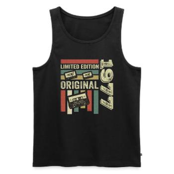 Vintage 1977 - Retro Geburtstagsspruch 1977 - Männer Premium Bio Tank Top - Schwarz - Vorne - AI Model Male 178 light (178cm)
