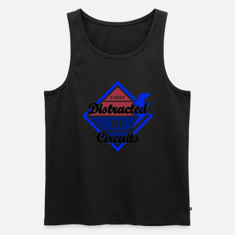 Distracted by Circuits Electronic Engineer - Men's Premium Organic Tank Top - black