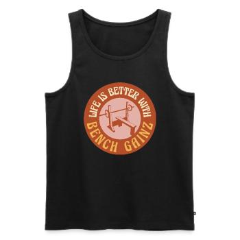 Life With Bench Gainz Ironisches Sprichwort - Männer Premium Bio Tank Top - Schwarz - Vorne - AI Model Male 178 light (178cm)
