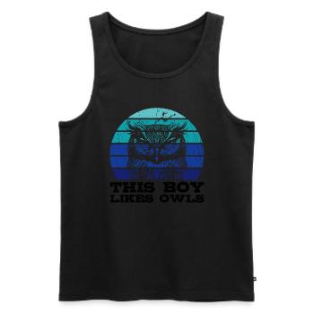 Boy Likes Owls Forest Animals Nature Wildlife Owl - Men's Premium Organic Tank Top - black - Front - Michal (187cm)