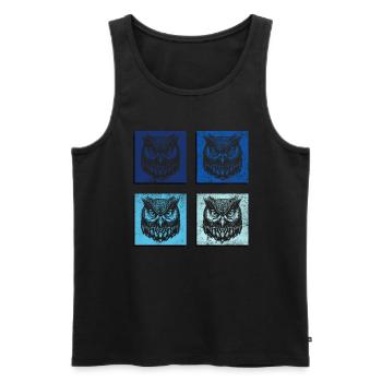 Animaux de la forêt, faune et nature, chouettes - Débardeur bio Premium Homme - noir - Devant - Michal (187cm)