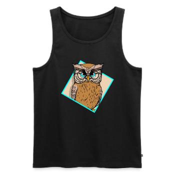 Künstlerische Eulen Wildtiere Vögel Natur - Männer Premium Bio Tank Top - Schwarz - Vorne - Michal (187cm)