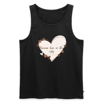 Entdecken Sie die Liebe in dieser Stadt - Männer Premium Bio Tank Top - Schwarz - Vorne - AI Model Male 178 light (178cm)