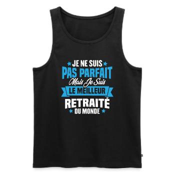 Pas parfait mais le meilleur retraité du monde - Débardeur bio Premium Homme - noir - Devant - AI Model Male 178 light (178cm)