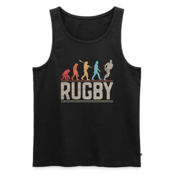 Rugby Funny Evolution for Men Rugby Players - Men's Premium Organic Tank Top - black - Front - AI Model Male 178 light (178cm)