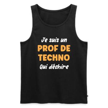 Prof de techno - Débardeur bio Premium Homme - noir - Devant - Michal (187cm)