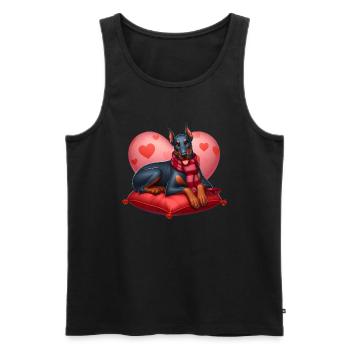Dobermann Pinscher Valentinstag - Männer Premium Bio Tank Top - Schwarz - Vorne - Michal (187cm)