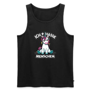 Ich hasse Menschen Einhorn Lustig Bunt - Männer Premium Bio Tank Top - Schwarz - Vorne - Michal (187cm)