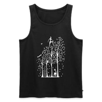 How to live - aufwärts weiß - Männer Premium Bio Tank Top - Schwarz - Vorne - AI Model Male 178 light (178cm)