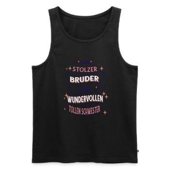 Geschwister Geschenkidee Ich Bin Stolzer Bruder - Männer Premium Bio Tank Top - Schwarz - Vorne - Michal (187cm)