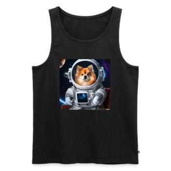 Pomeranian in space suit - dog in space - Men's Premium Organic Tank Top - black - Front - AI Model Male 178 light (178cm)