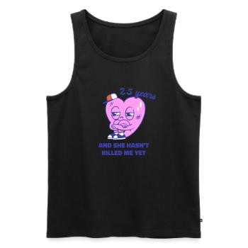 Silver Wedding 25th Anniversary Men Gift Idea - Men's Premium Organic Tank Top - black - Front - AI Model Male 178 light (178cm)
