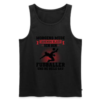 Fußball Morgens Müde Abends Blau Ich Bin Fußballer - Männer Premium Bio Tank Top - Schwarz - Vorne - Michal (187cm)