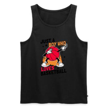 Just A Boy Who Loves Basketball Sports Gift Idea - Men's Premium Organic Tank Top - black - Front - AI Model Male 178 light (178cm)
