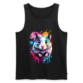 Hamsters Colorful - European Hamster, Golden Hamster, Rodent - Men's Premium Organic Tank Top - black - Front - AI Model Male 178 light (178cm)