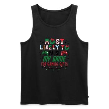 Weihnachten Gamer Pause My Game For Gaming Gifts - Männer Premium Bio Tank Top - Schwarz - Vorne - Michal (187cm)