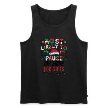 Weihnachten Gamer Gaming Pause My Game For Gifts - Männer Premium Bio Tank Top - Schwarz - Vorne - Michal (187cm)