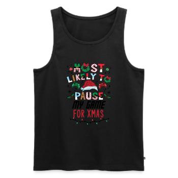 Weihnachten Gamer Gaming Pause My Game For Xmas - Männer Premium Bio Tank Top - Schwarz - Vorne - Michal (187cm)