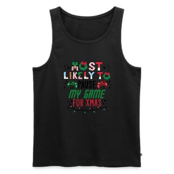 Weihnachten Gamer Gaming Pause My Game For Xmas - Männer Premium Bio Tank Top - Schwarz - Vorne - Michal (187cm)