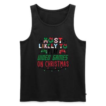 Noël Gamer Gaming Dire Drôle Humour Noël - Débardeur bio Premium Homme - noir - Devant - Michal (187cm)