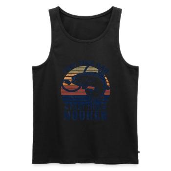 Angler Papa Vater Angeln Geschenkidee Lustig Humor - Männer Premium Bio Tank Top - Schwarz - Vorne - Michal (187cm)