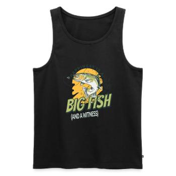 Angler Angeln Geschenkidee Happiness Is A Big Fish - Männer Premium Bio Tank Top - Schwarz - Vorne - Michal (187cm)