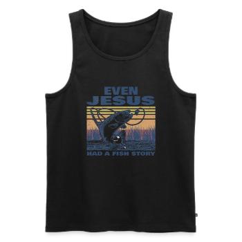 Fishing Fishing Angler Even Jesus Had A Fish Story - Men's Premium Organic Tank Top - black - Front - AI Model Male 178 light (178cm)
