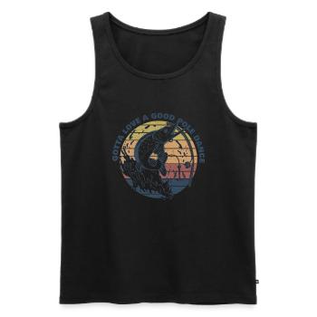 Fishing Angler Humor Gotta Love A Good Pole Dance - Men's Premium Organic Tank Top - black - Front - AI Model Male 178 light (178cm)