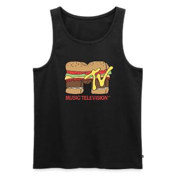 MTV Music Television Logo De Burger - Débardeur bio Premium Homme - noir - Devant - AI Model Male 178 light (178cm)