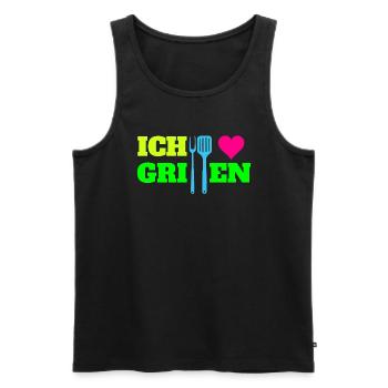 ICH LIEBE GRILLEN - GRILLMEISTER - GRILLPARTY - Männer Premium Bio Tank Top - Schwarz - Vorne - AI Model Male 178 light (178cm)